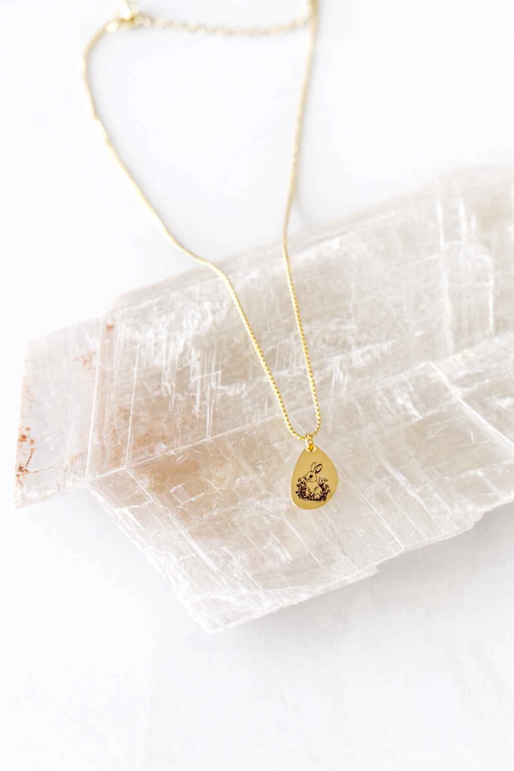 Engraved Bunny Charm Necklace