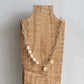 Engraved Asymmetrical Pearl Charm Necklace