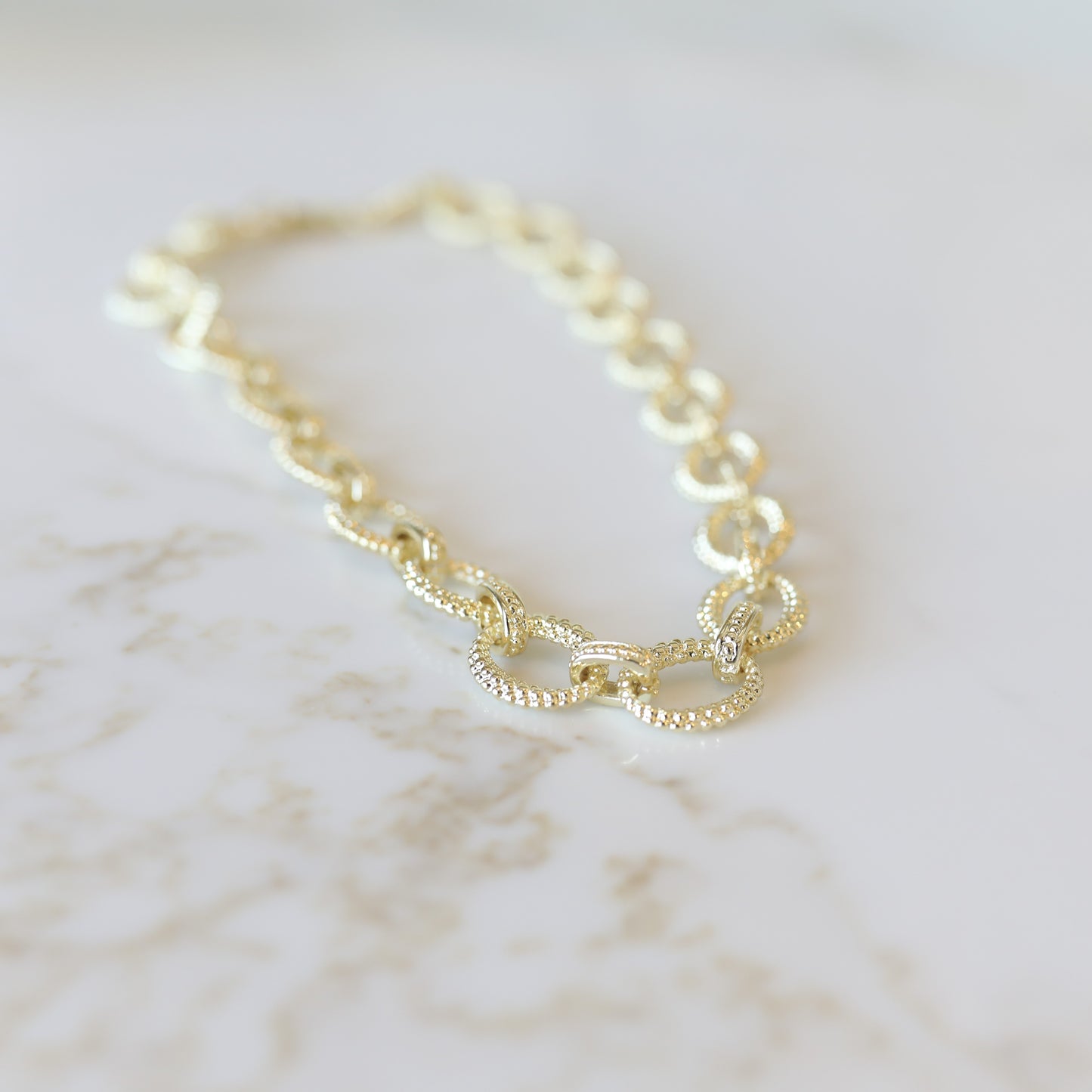 Oval Textured Chain Necklace