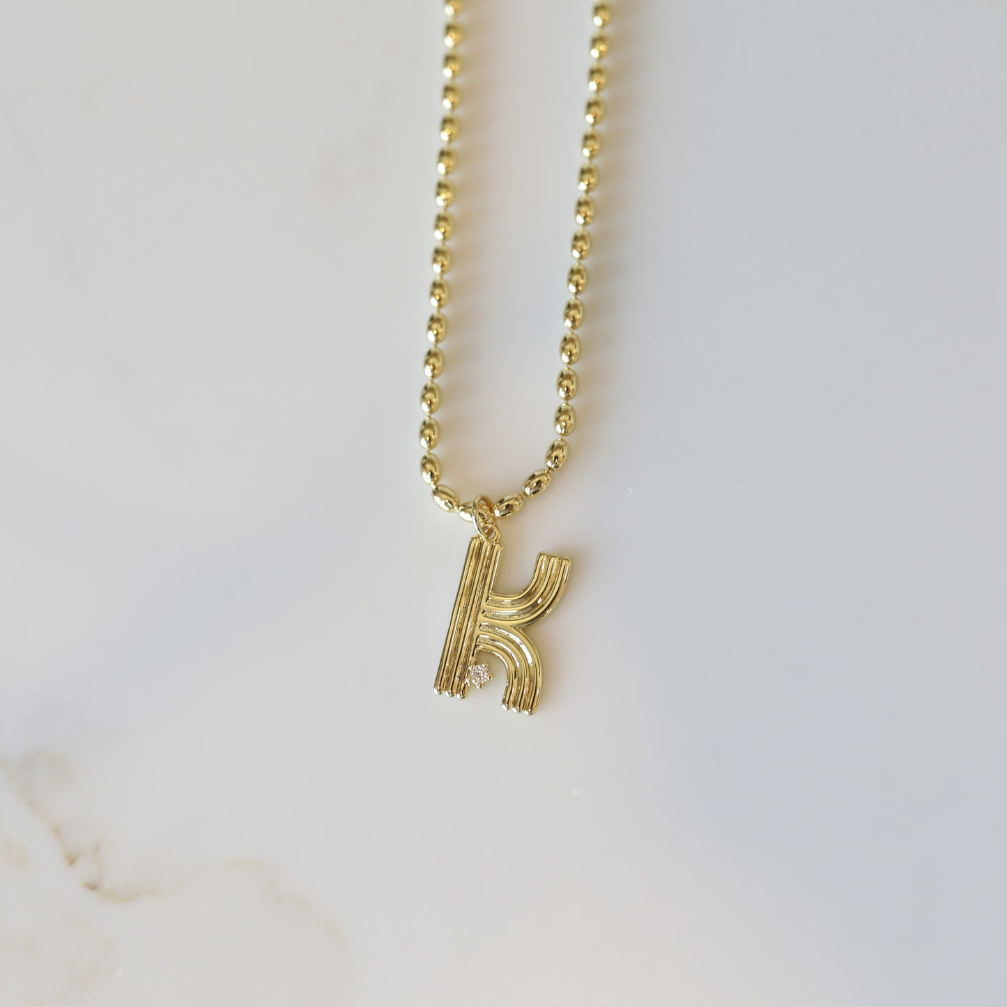 Wave Initial Necklace