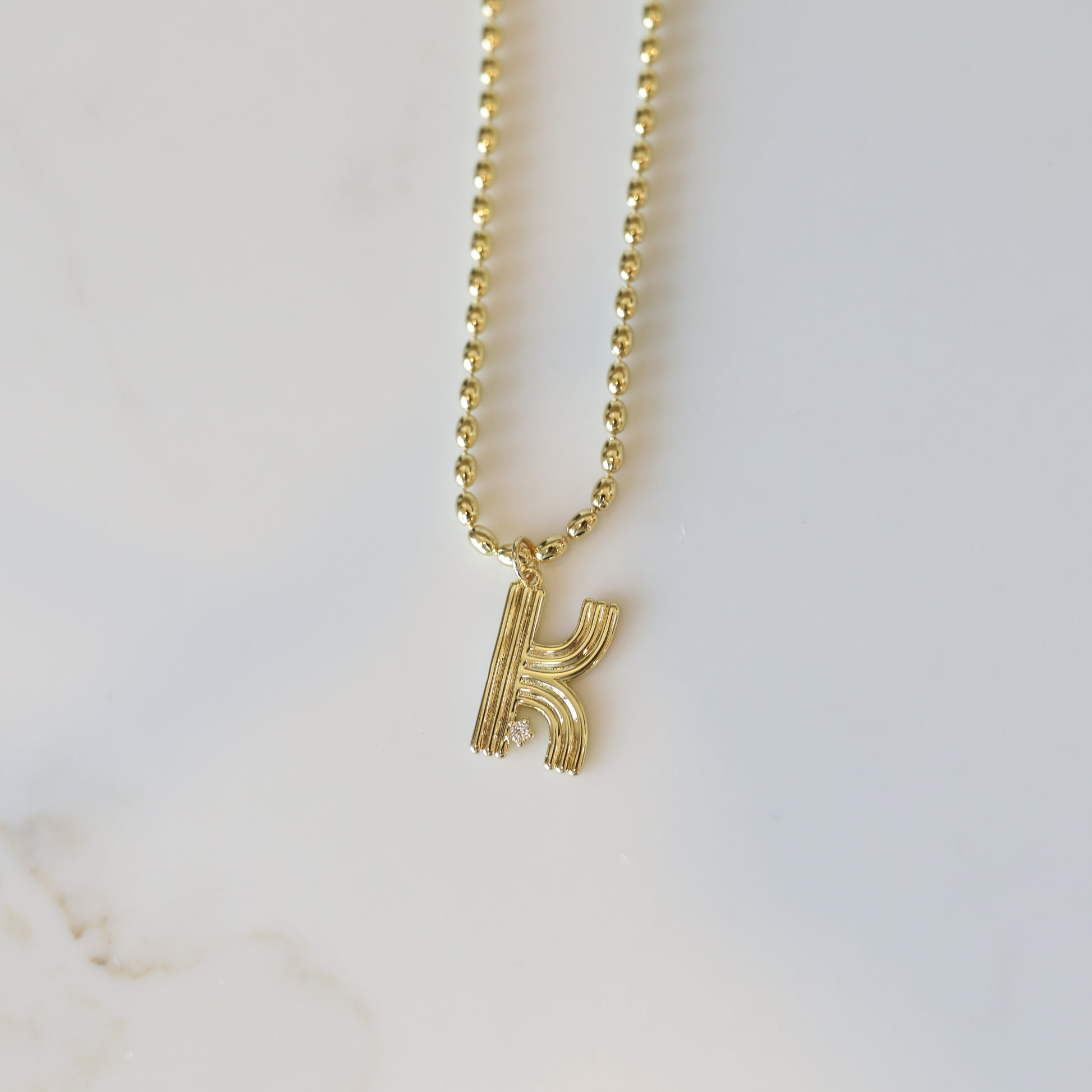Wave Initial Necklace