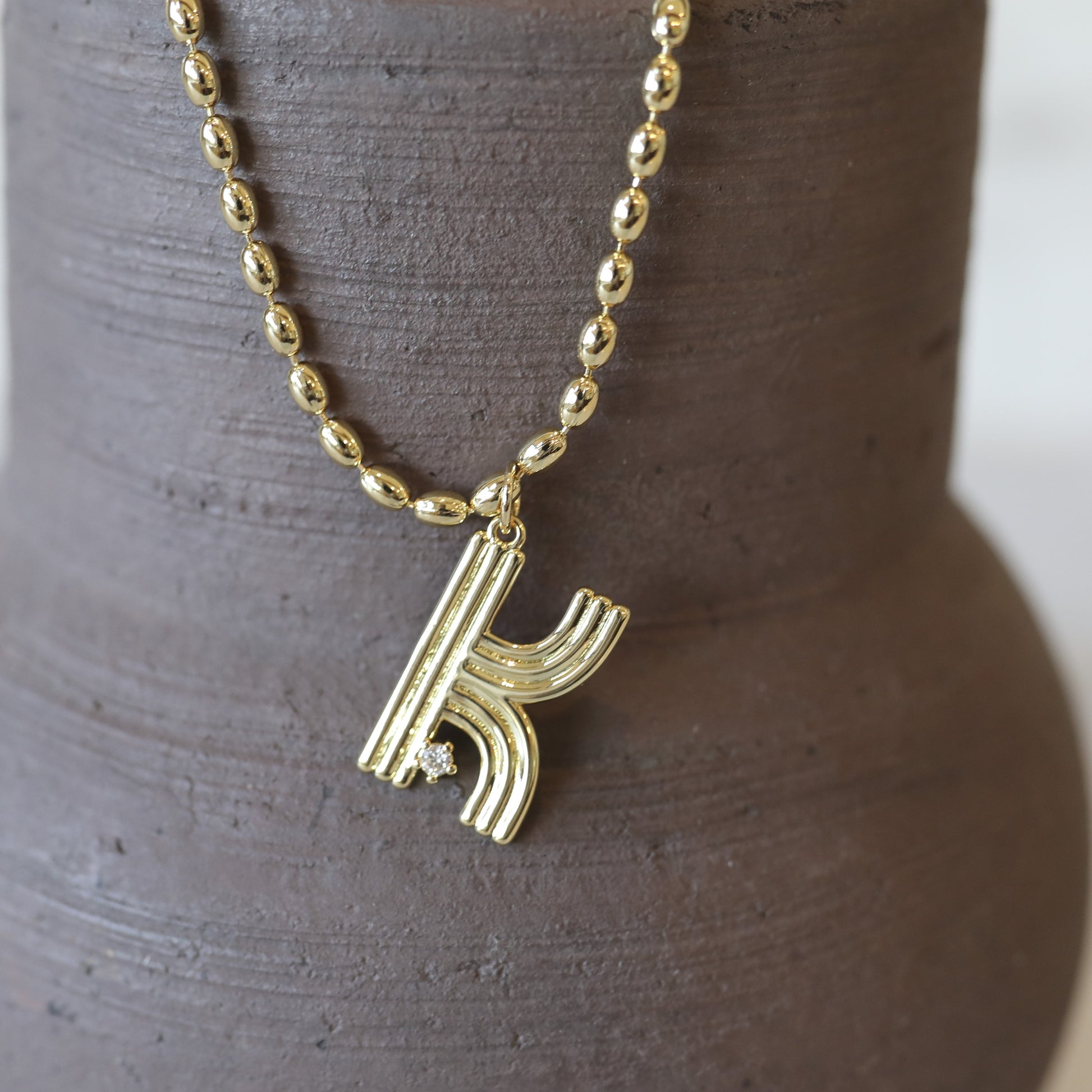 Wave Initial Necklace