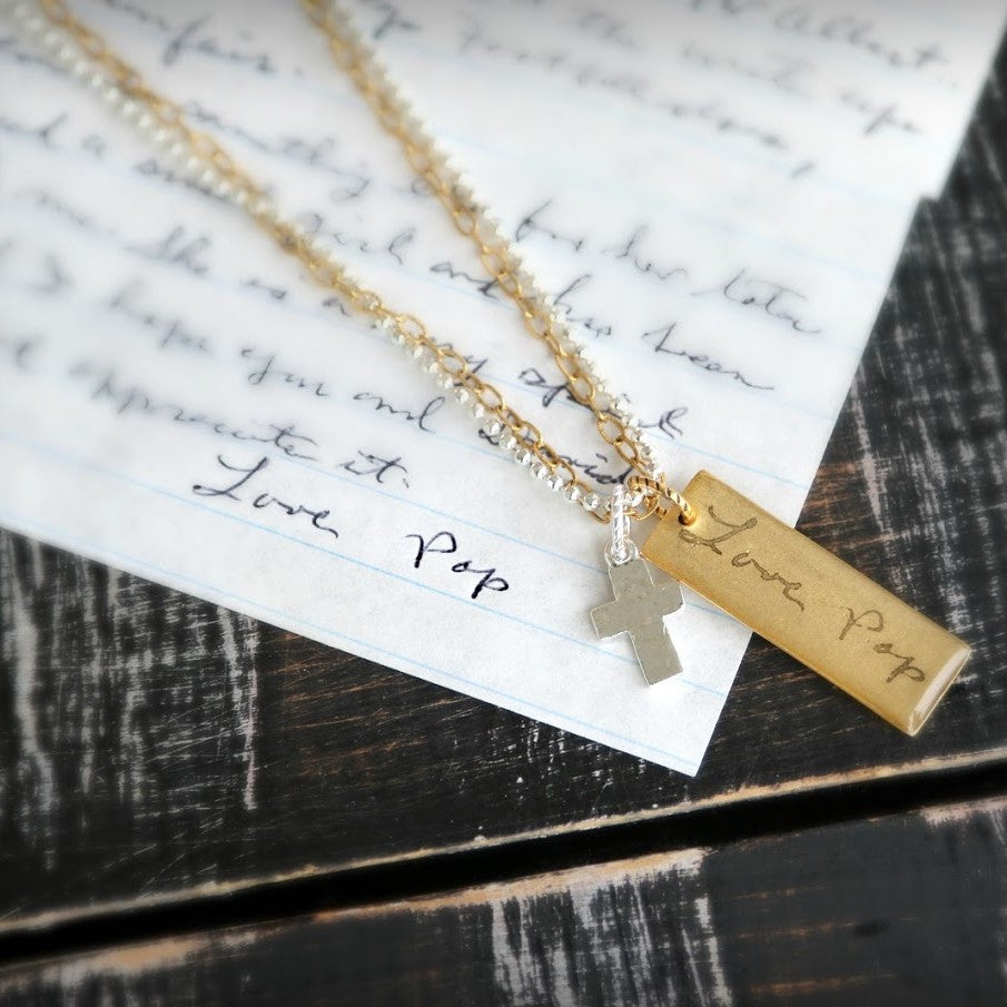 Handwriting Double Strand Charm Necklace