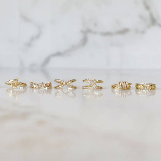 Cubic Zirconia Gold Stacking Rings