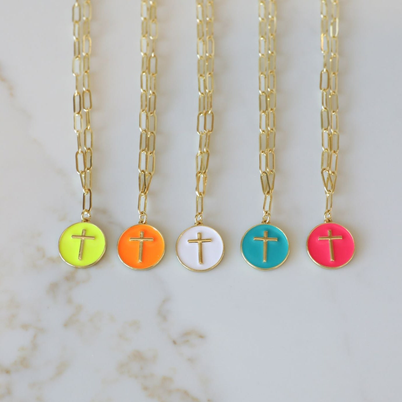 Vibrant Enamel Cross Pendant Necklace