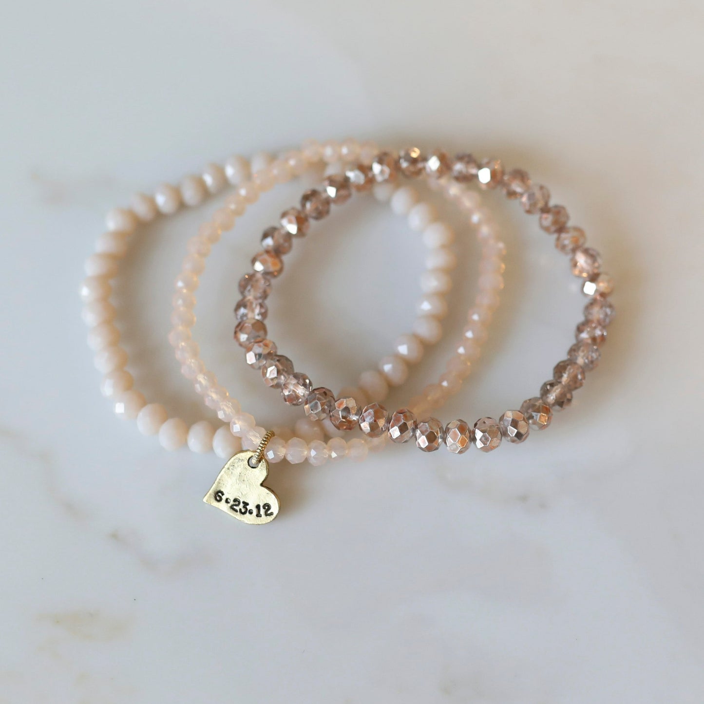 Anniversary Stack Bracelets with Crystal Beads - Blush Mix