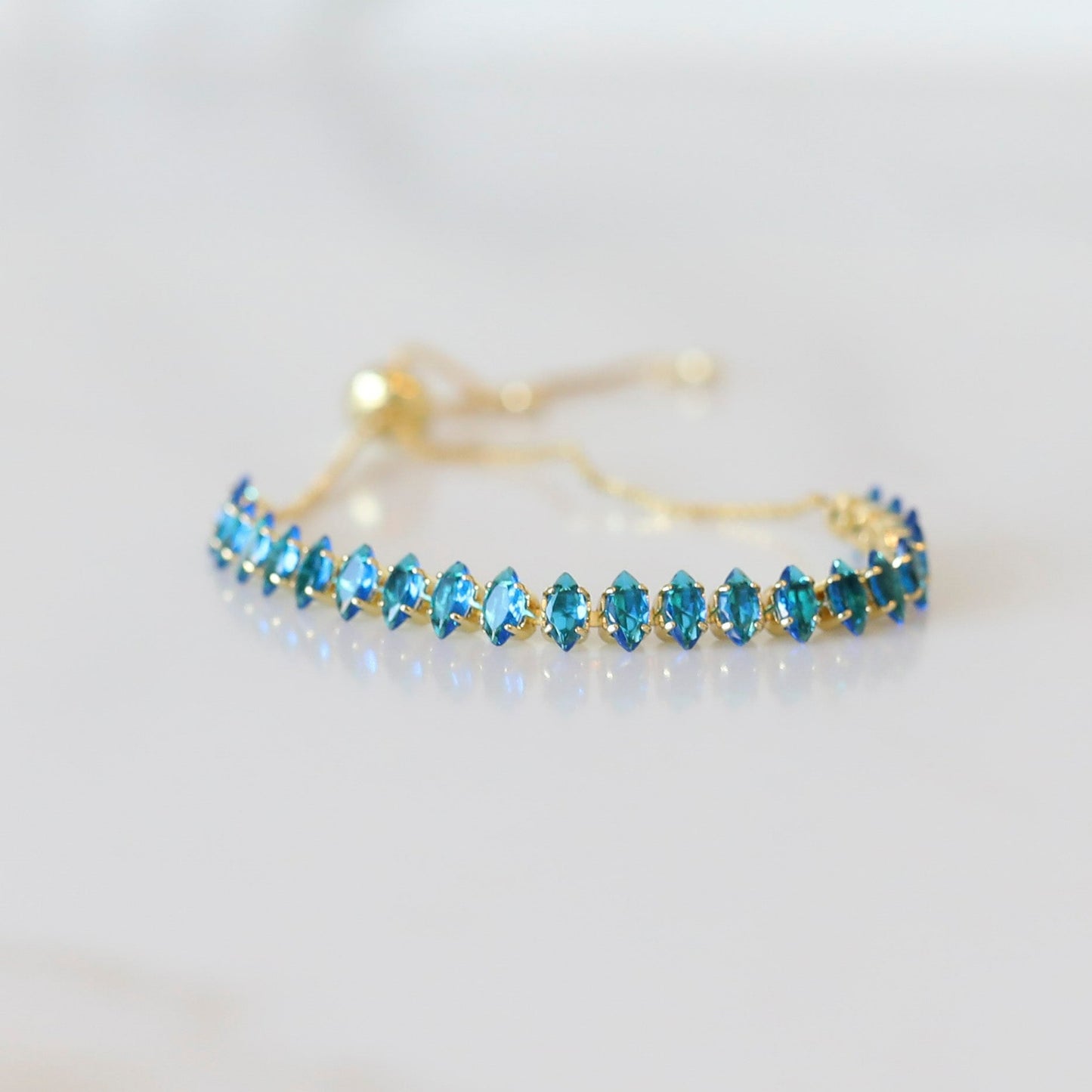 CZ Crystal Slide Bracelet available in Blue Topaz