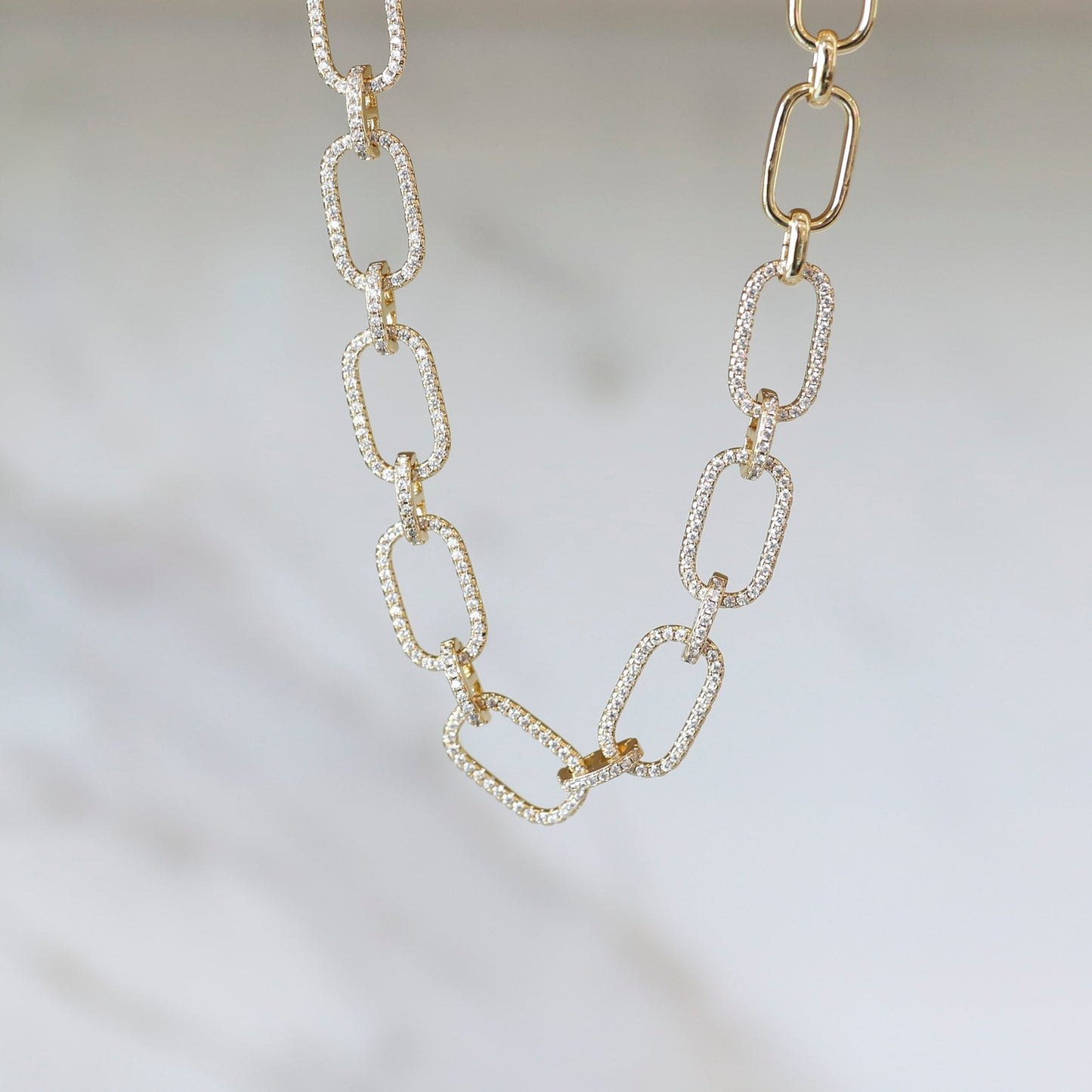 Cubic Zirconia Grande Paper Click Necklace - Gold