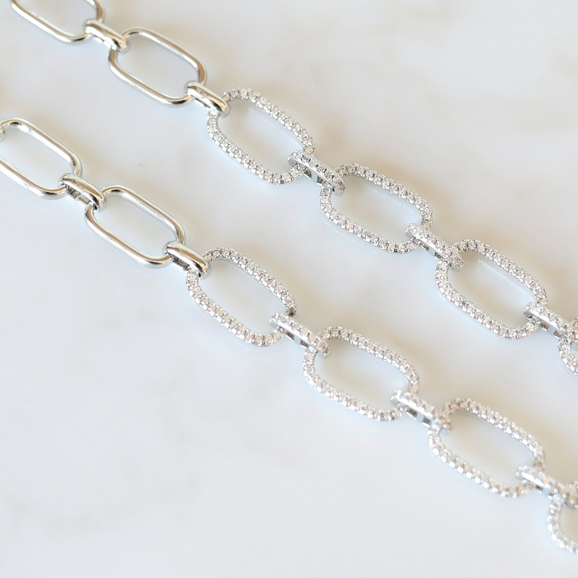 Cubic Zirconia Grande Paper Click Necklace - Silver