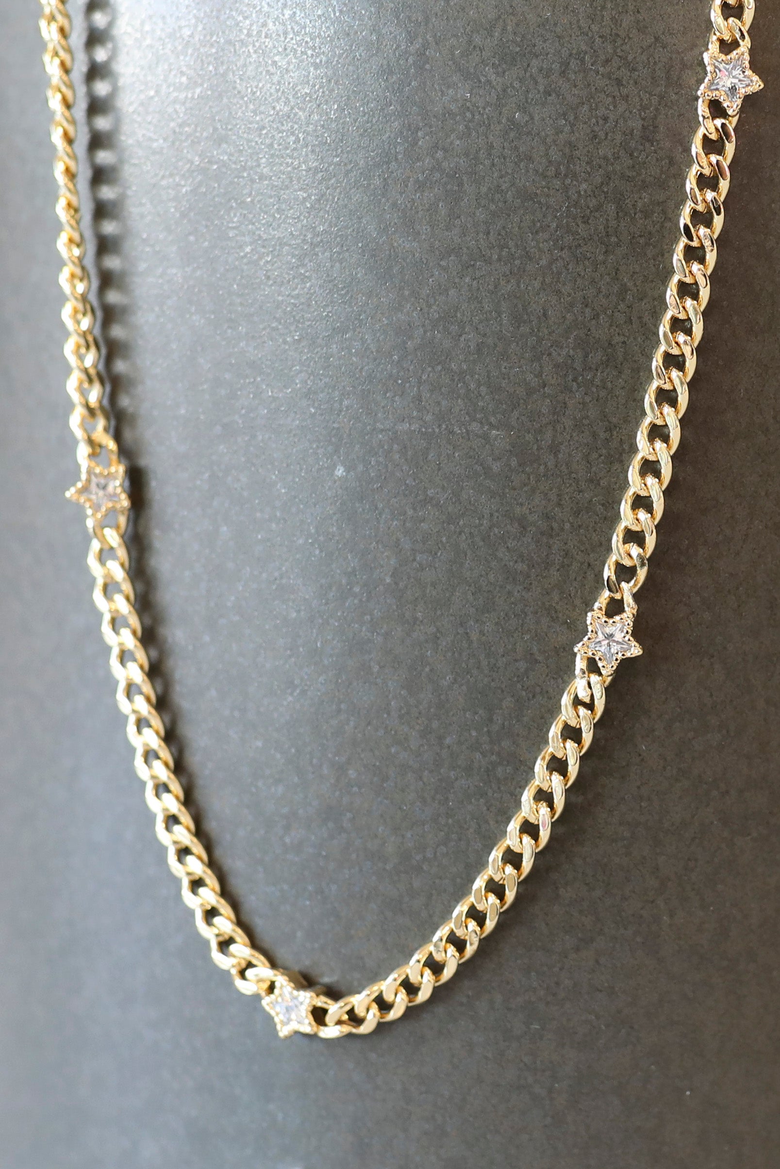 Cuban Star Chain Layering Necklace - Clear