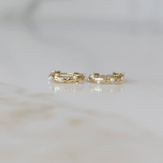 Speckled Pearl Hoop Earrings