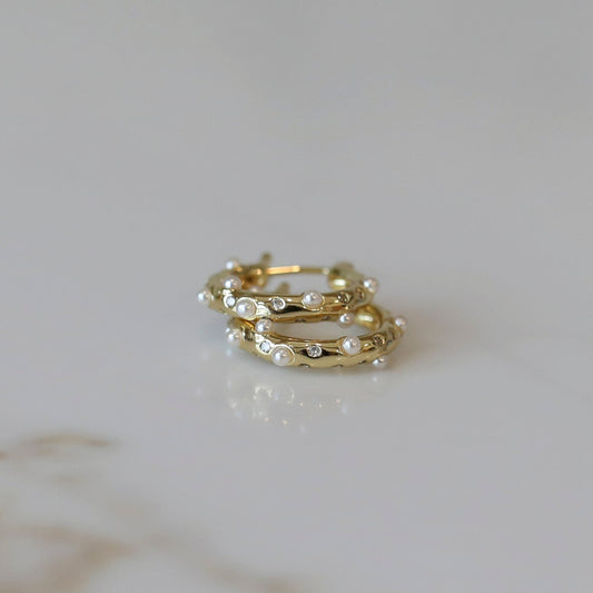 Speckled Pearl Hoop Earrings