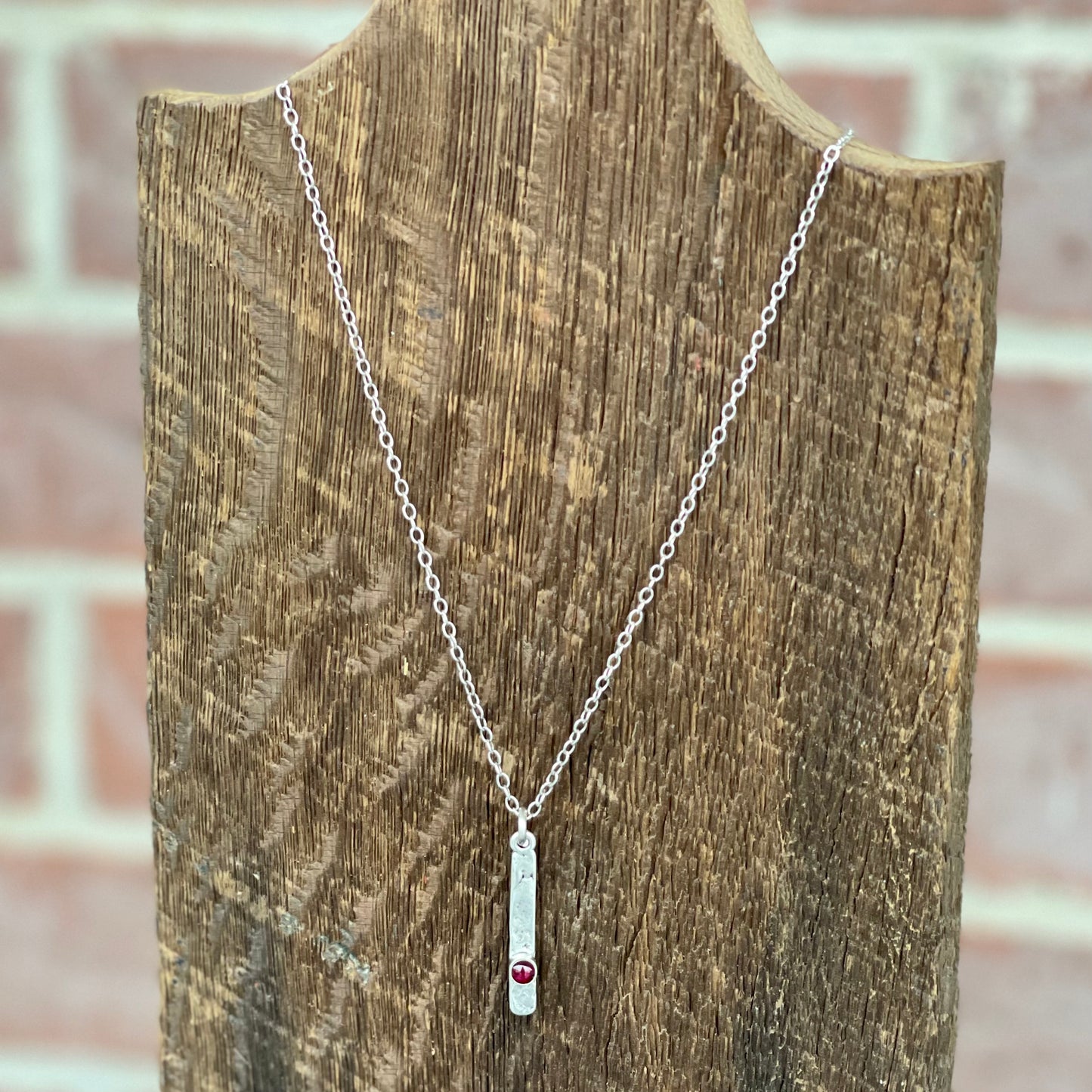 Memory Flower Jewelry | Hammered Rectangle Necklace