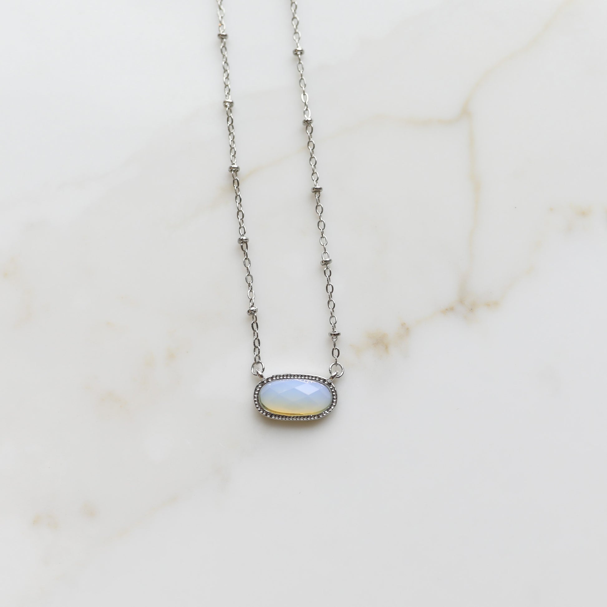 Meaningful Gemstone Necklace in Opalite available with a Gold or Silver chain