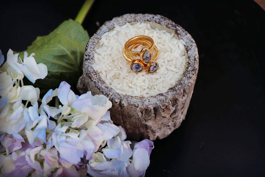 Memory Flower Jewelry Organic Stack Rings in gold