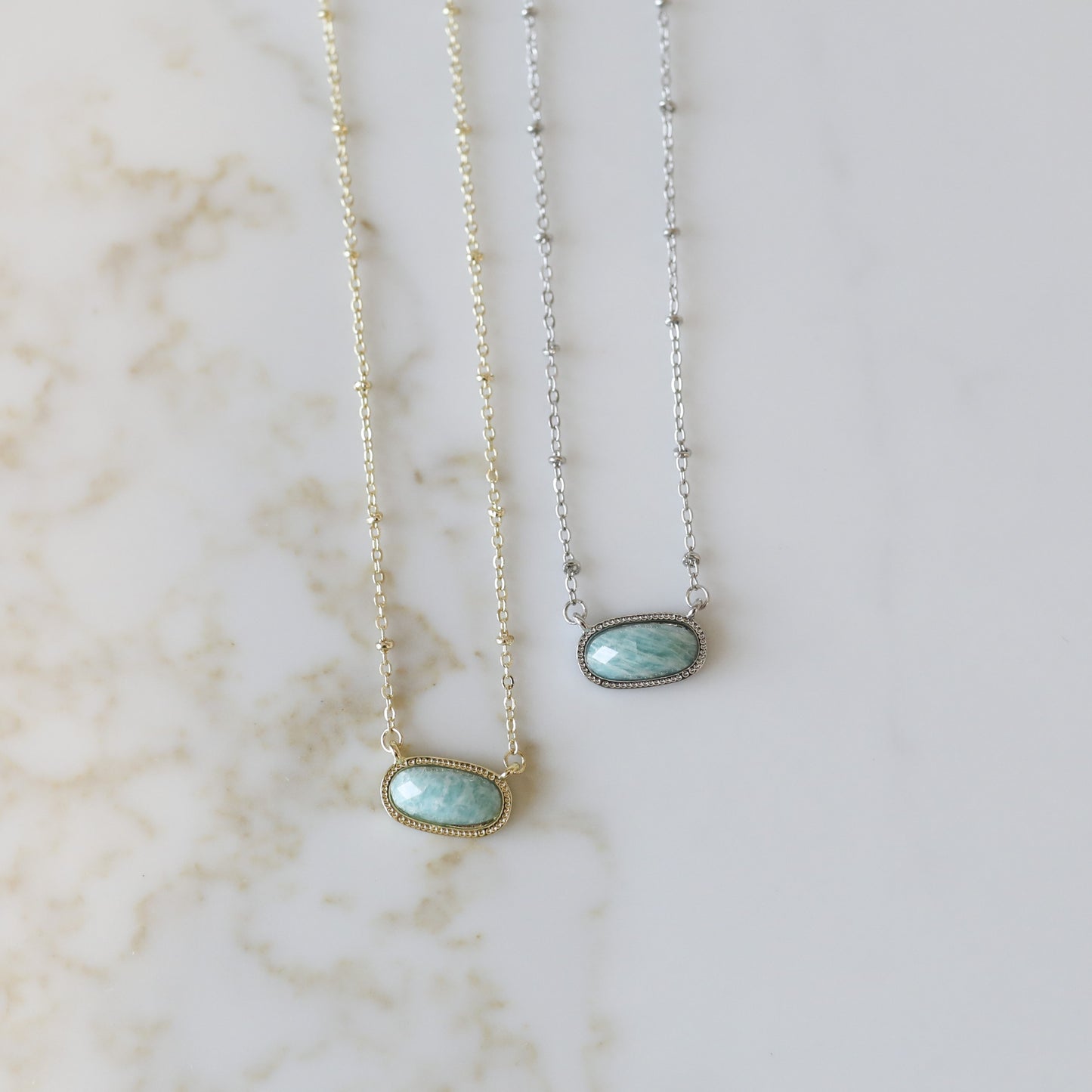 Meaningful Gemstone Necklace in Amazonite available with a Gold or Silver chain