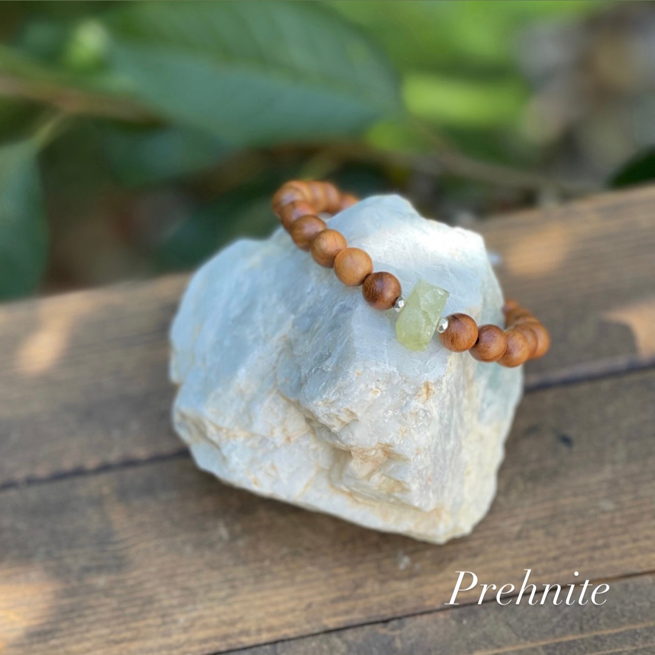 Raw Beauty Bracelet made with Raw Gemstones - Prehnite