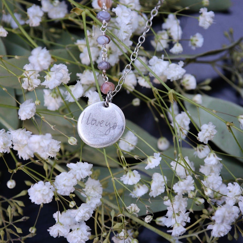 Handwriting Asymmetrical Agate Necklace