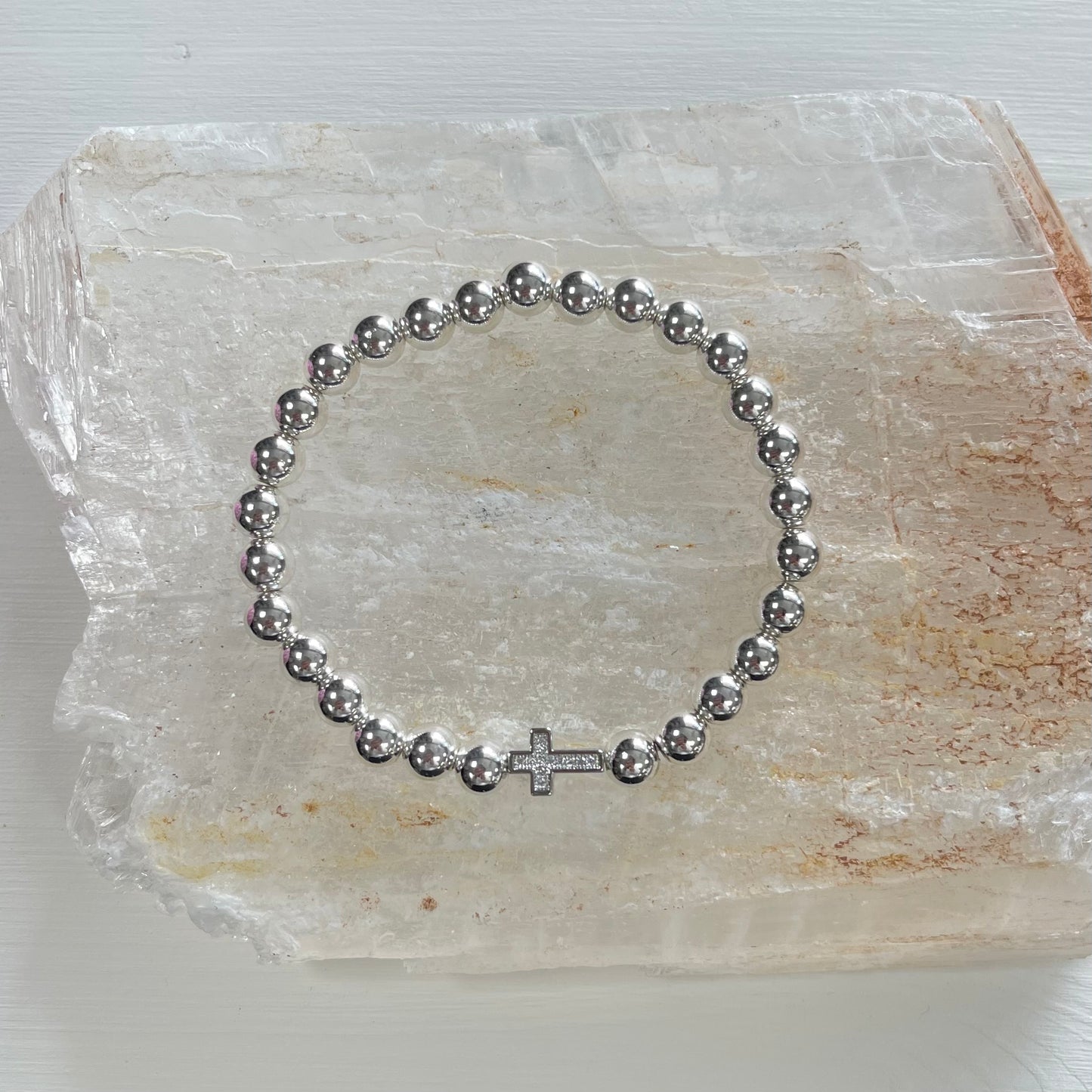 Silver Titanium Hematite plus CZ Faith Stack Bracelets