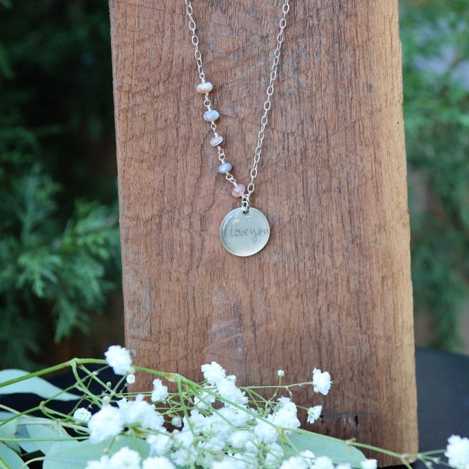 Handwriting Asymmetrical Agate Necklace