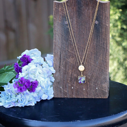 Memory Flower Layered Charm Necklace