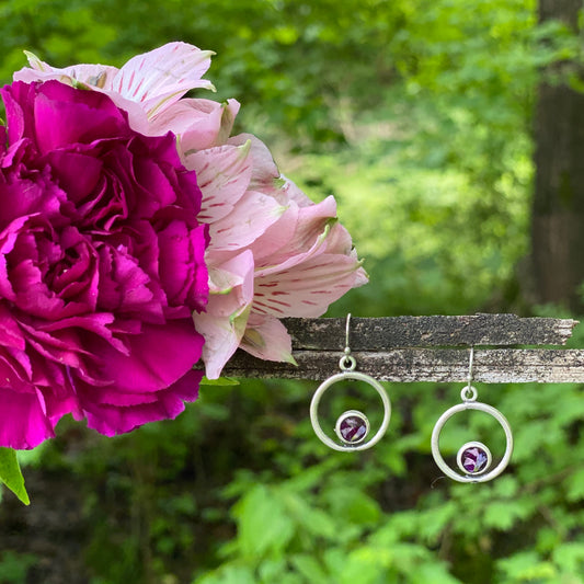 Memory Flower Open Hoop Earrings