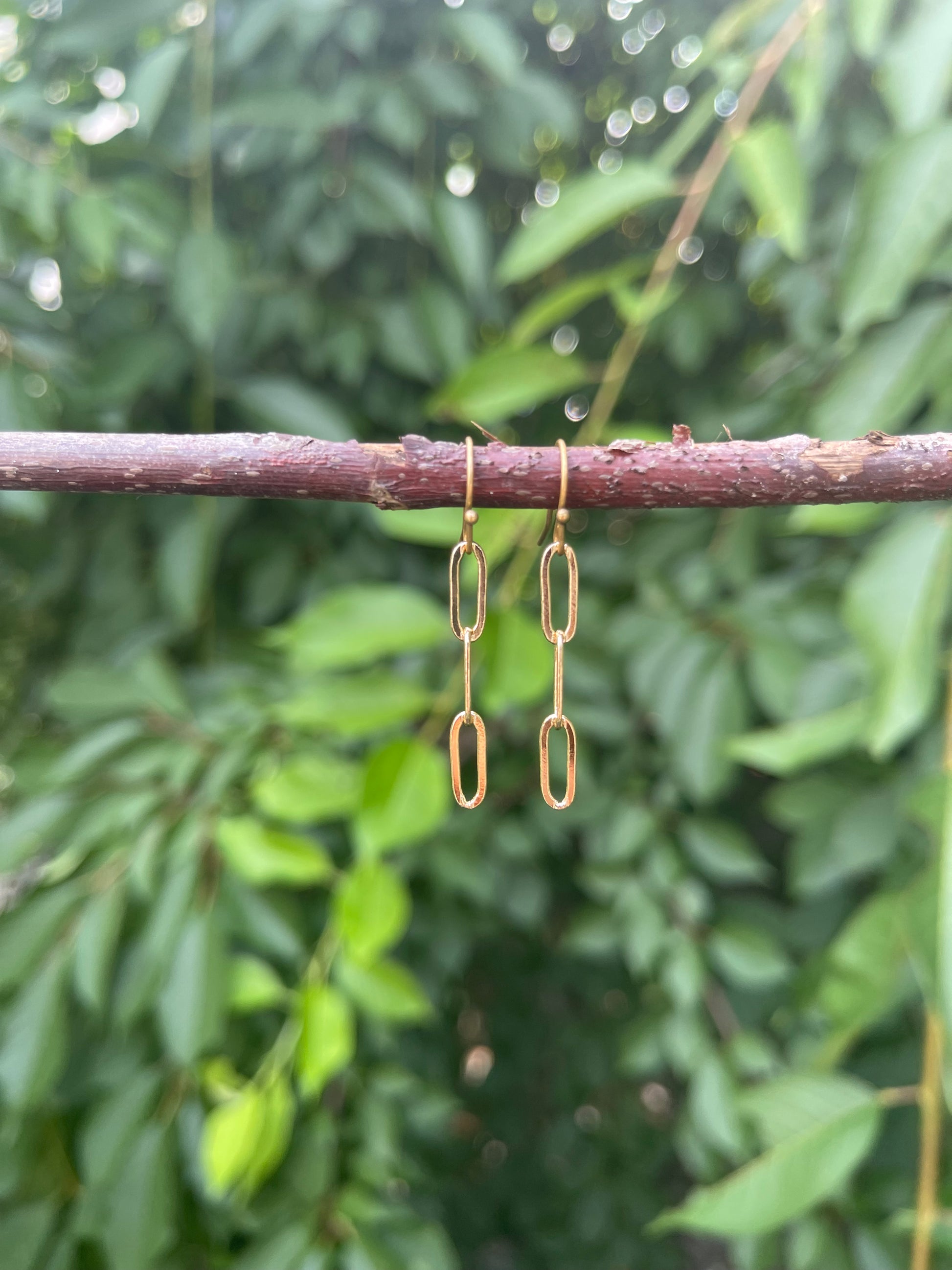Paper Clip Earrings - Gold with no Freshwater Pearls
