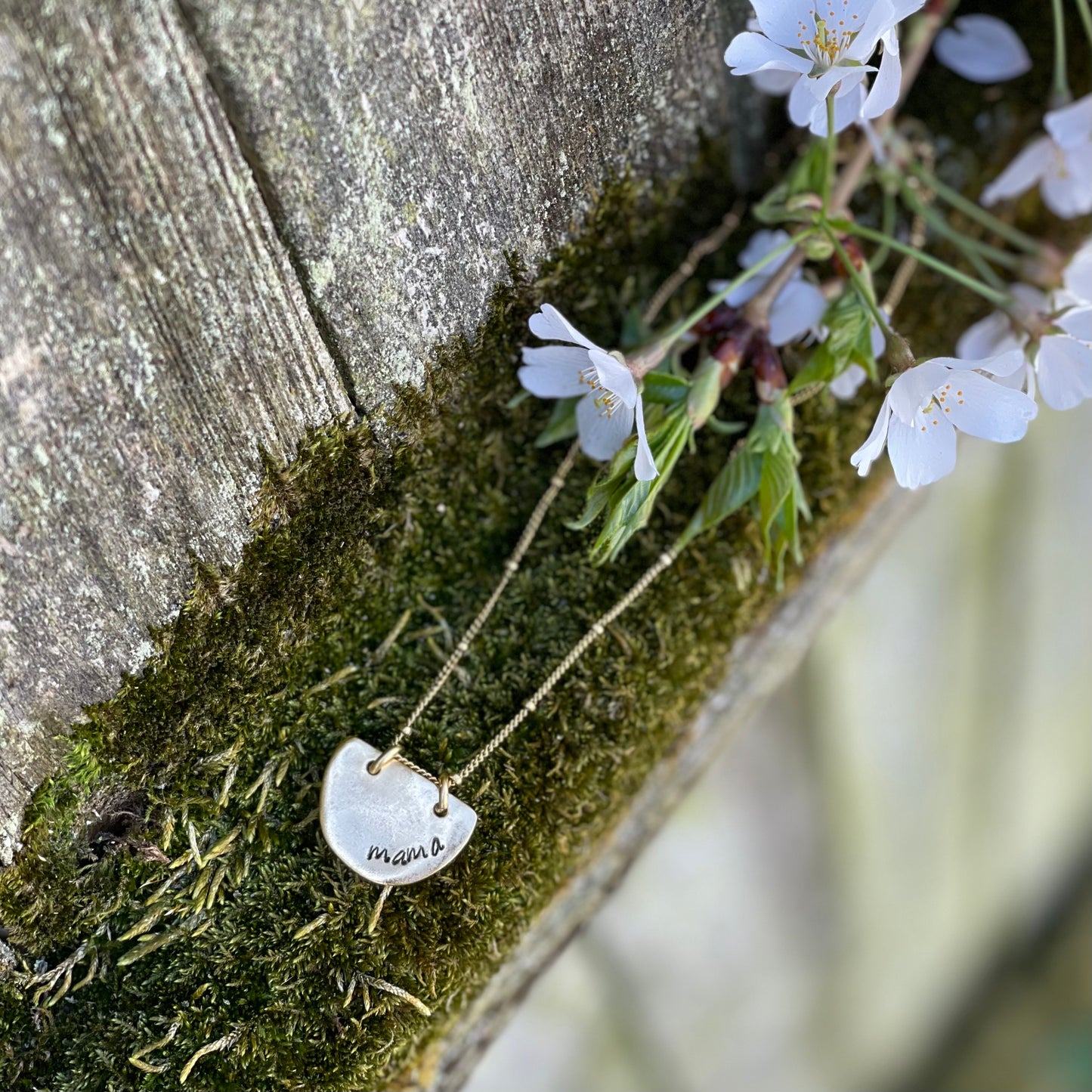 Personalized Mama Necklace Antique Silver