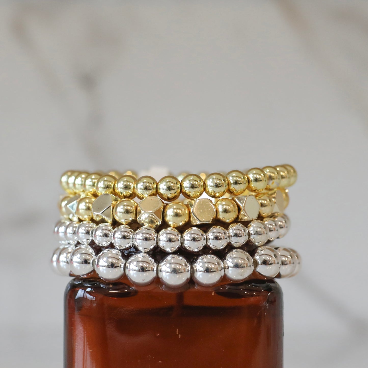 Titanium Hematite Everday Stack - Gold and Silver