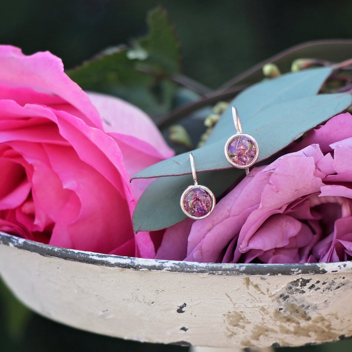 Memory Flowers Itsy Round Earrings