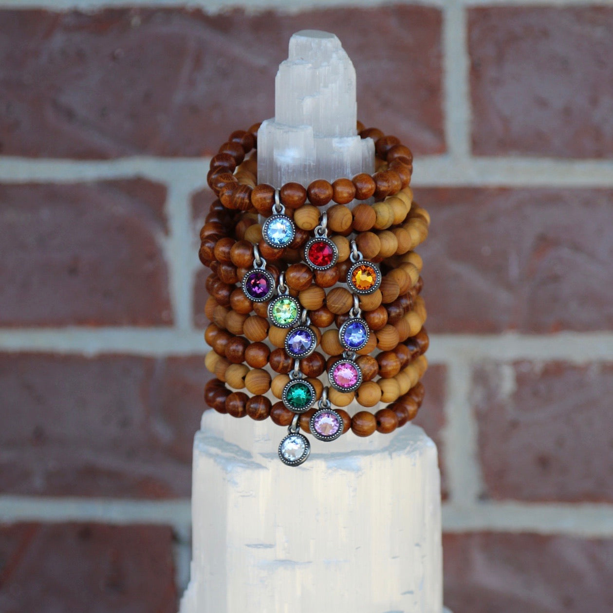 Birthstone Stack Bracelet - Swarovski Crystral and Roosewood