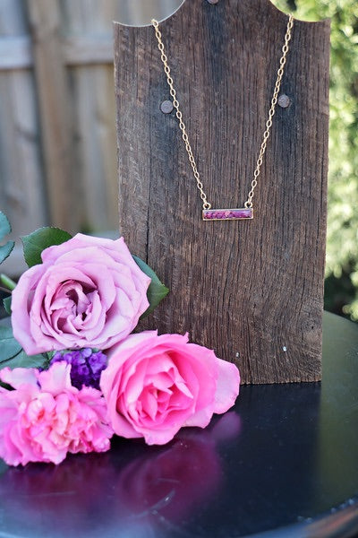 Memory Flower Horizontal Bar Necklace