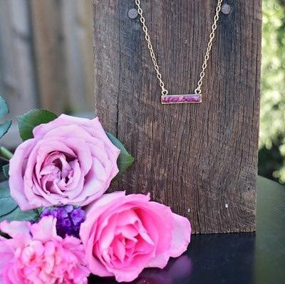 Memory Flower Horizontal Bar Necklace