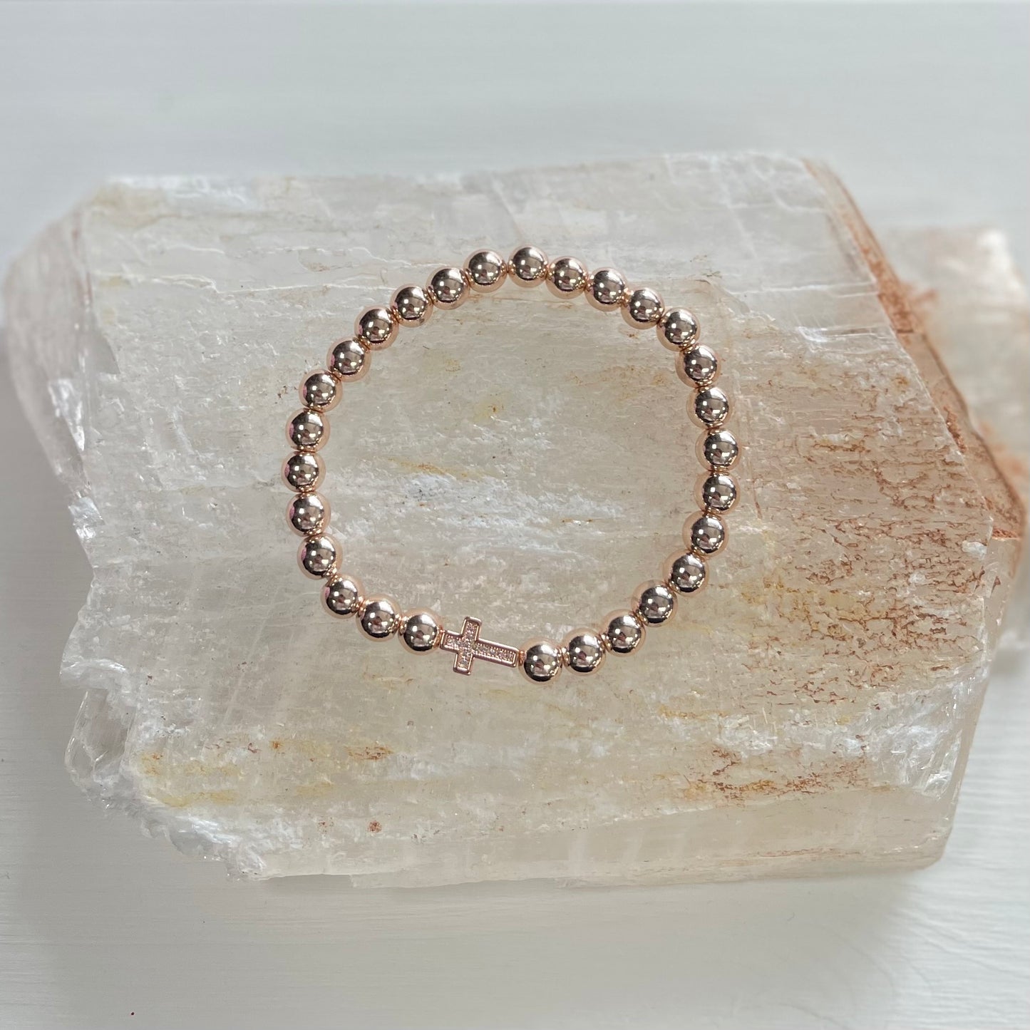 Rose Gold Titanium Hematite plus CZ Faith Stack Bracelets