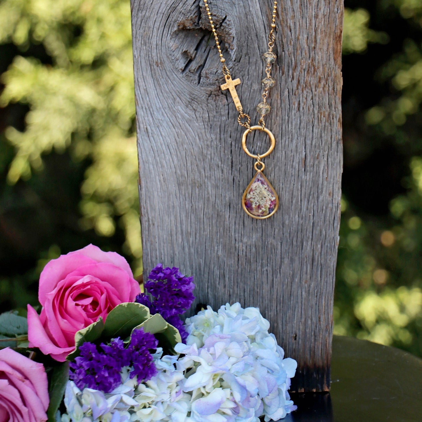 Memory Flower Long Asymmetrical Necklace