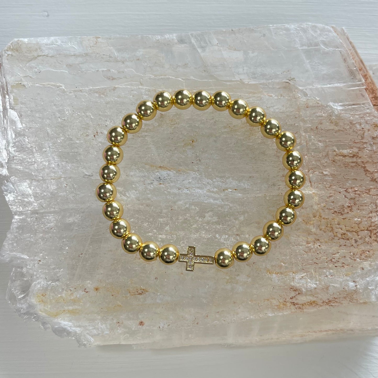 Gold Titanium Hematite plus CZ Faith Stack Bracelets