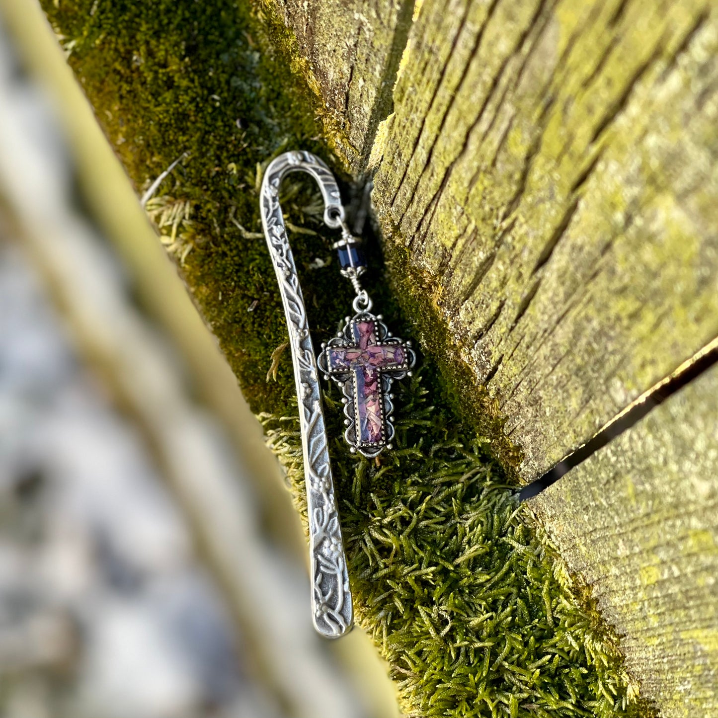 Memory Flower Ornate Cross Bookmark