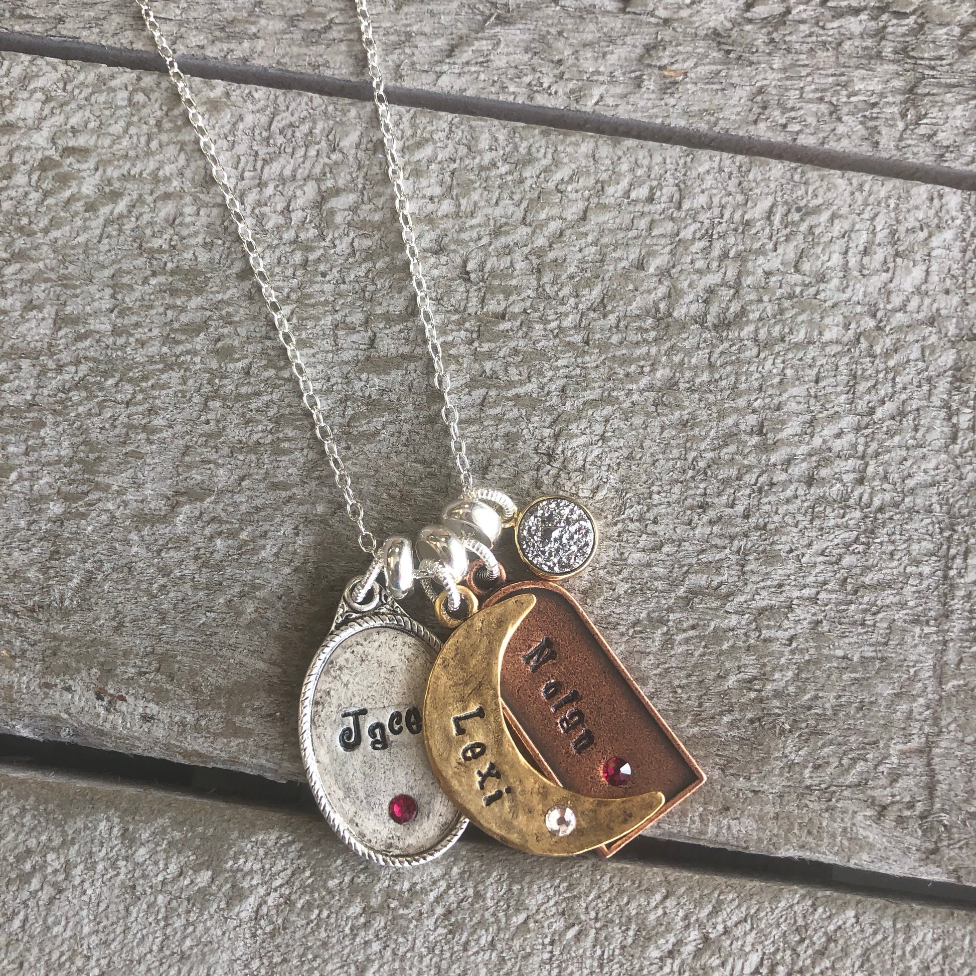 Personalized Mixed Metal Charm Necklace