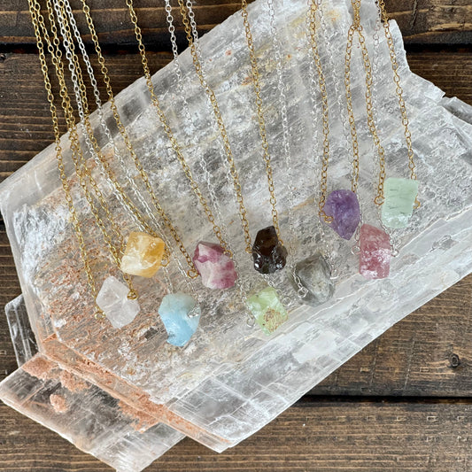Raw Beauty Necklace made with Raw Gemstones