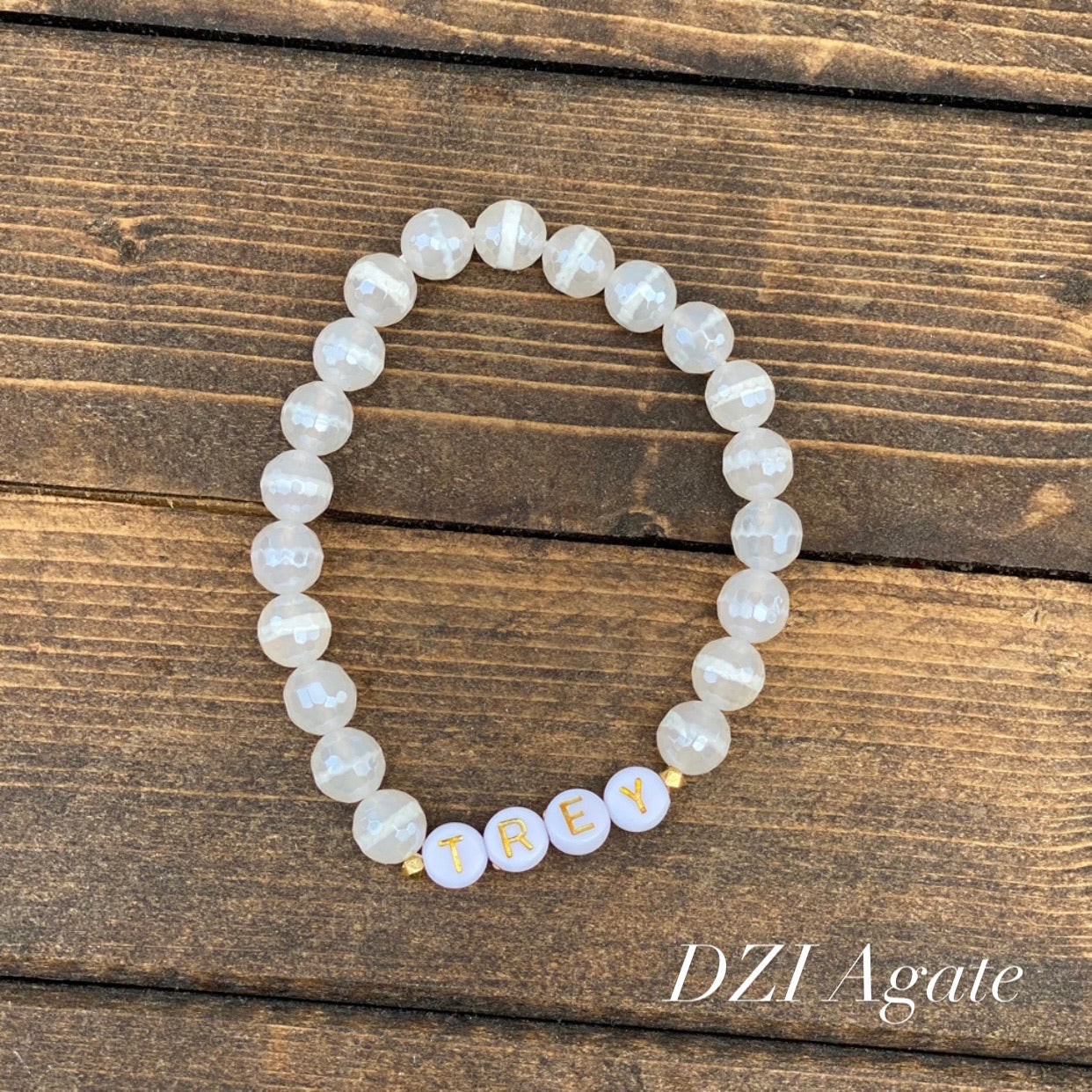 The Remix Momma Stack Personalized Gemstone Bracelet - DZI Agate
