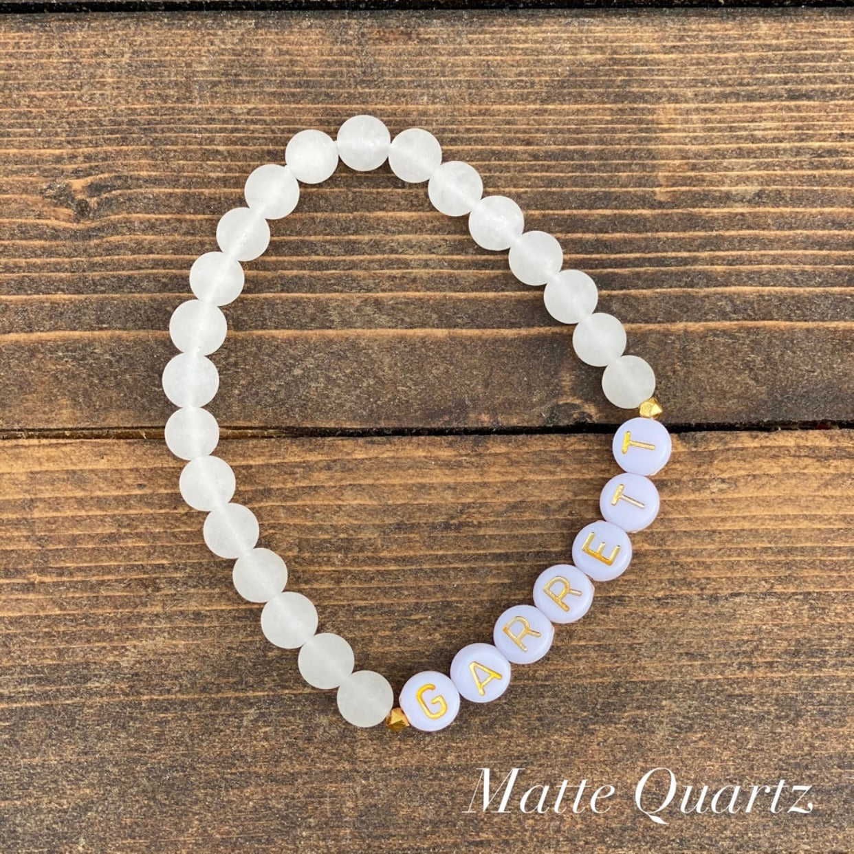The Remix Momma Stack Personalized Gemstone Bracelet - Matte Quartz
