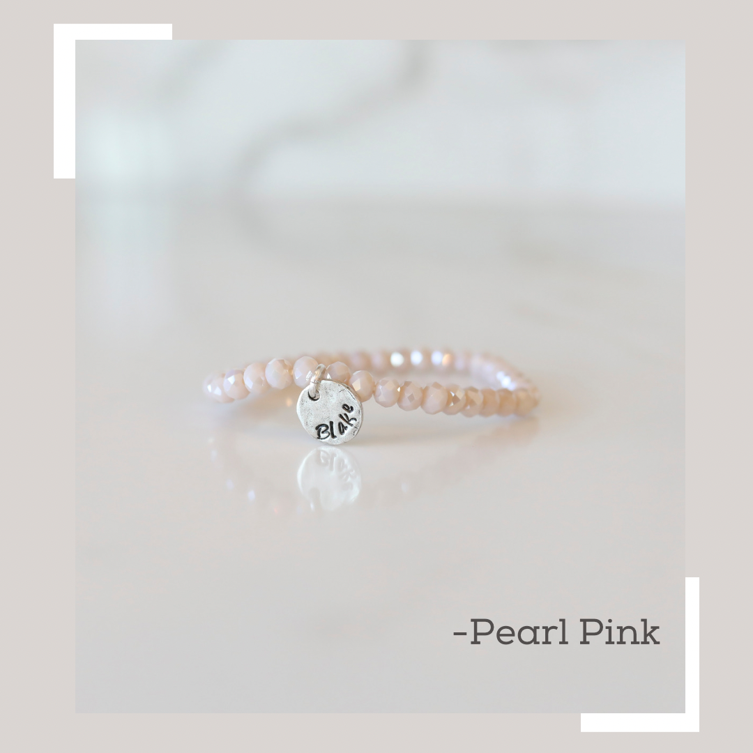 Personalized Crystal Stack in Pearl Pink