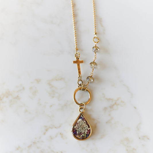 Memory Flower Jewelry | Long Asymmetrical Necklace