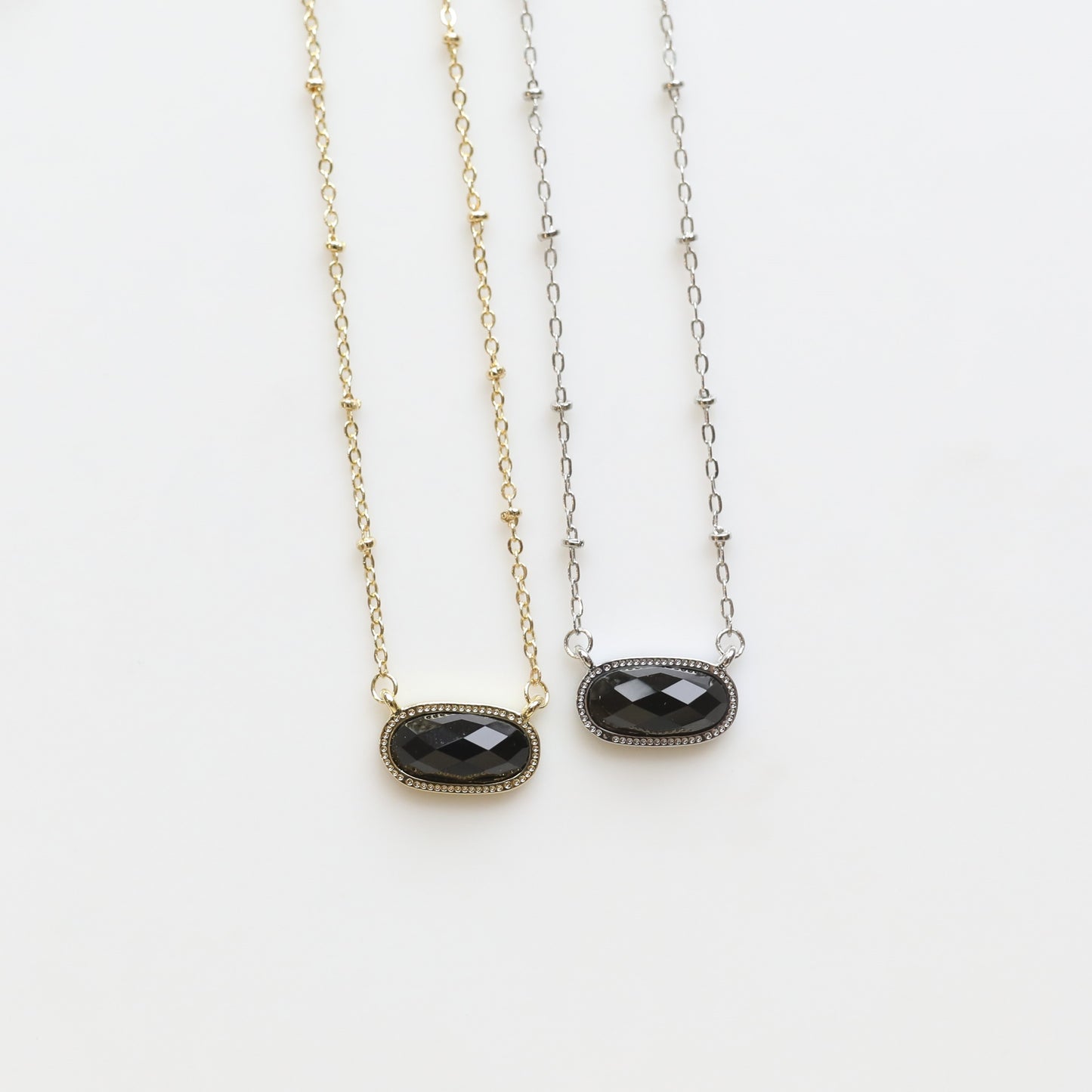 Meaningful Gemstone Necklace in Onyx available with a Gold or Silver chain