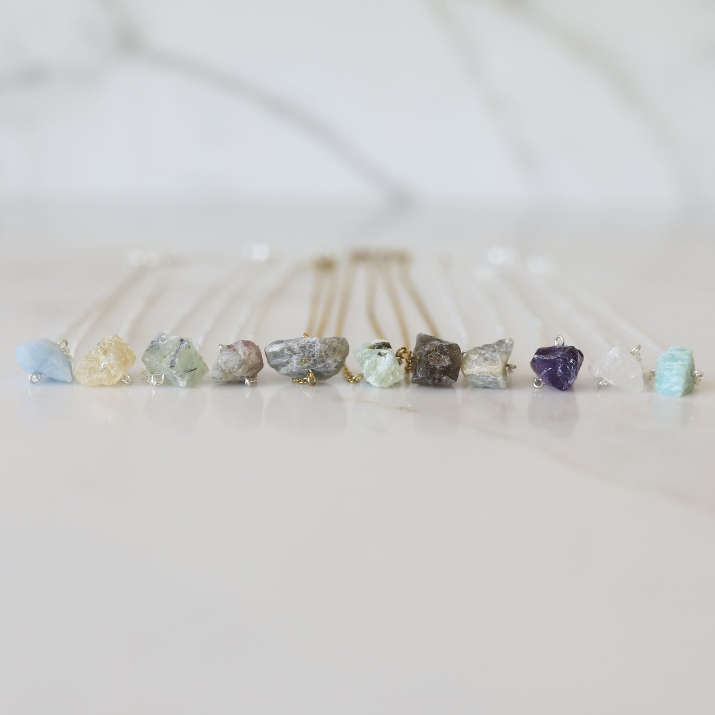 Raw Beauty Necklace made with Raw Gemstones