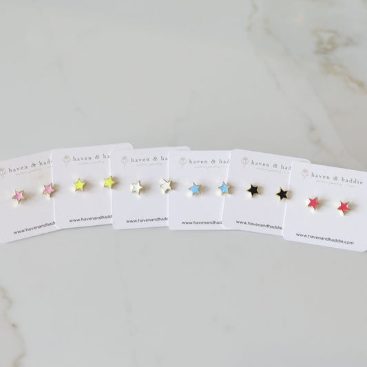 Star Stud Enamel Earrings available in multiple colors